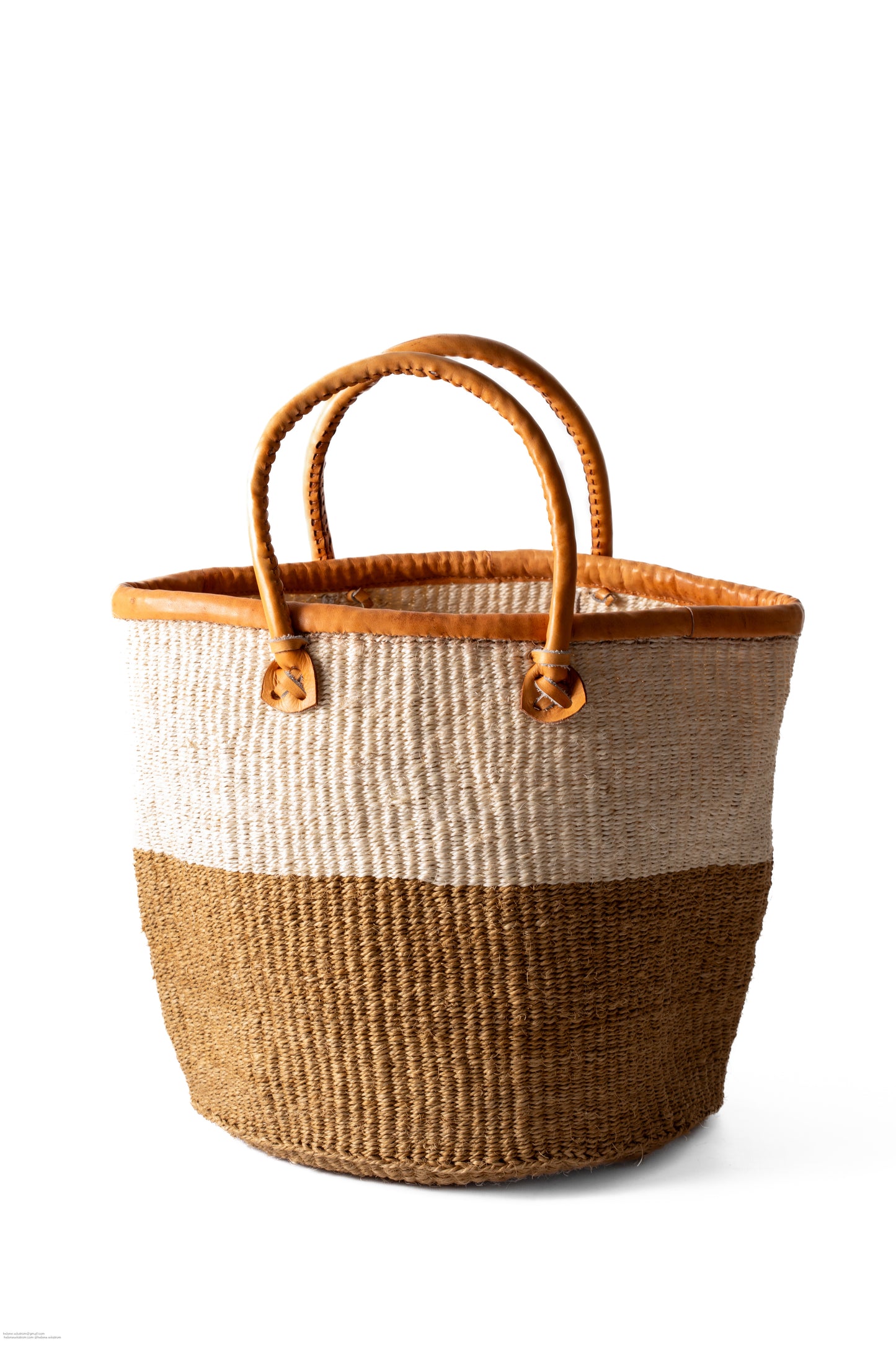 Shopper väska 30 cm sand vit SISAL läder