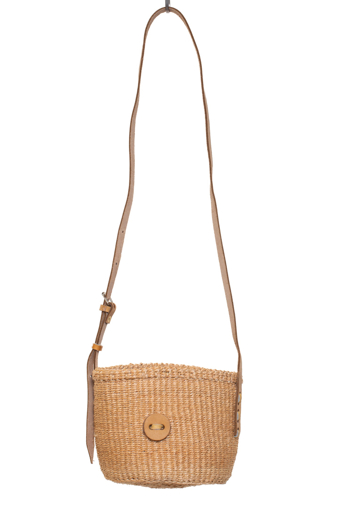 Väska 15 cm sand SISAL läder kanga