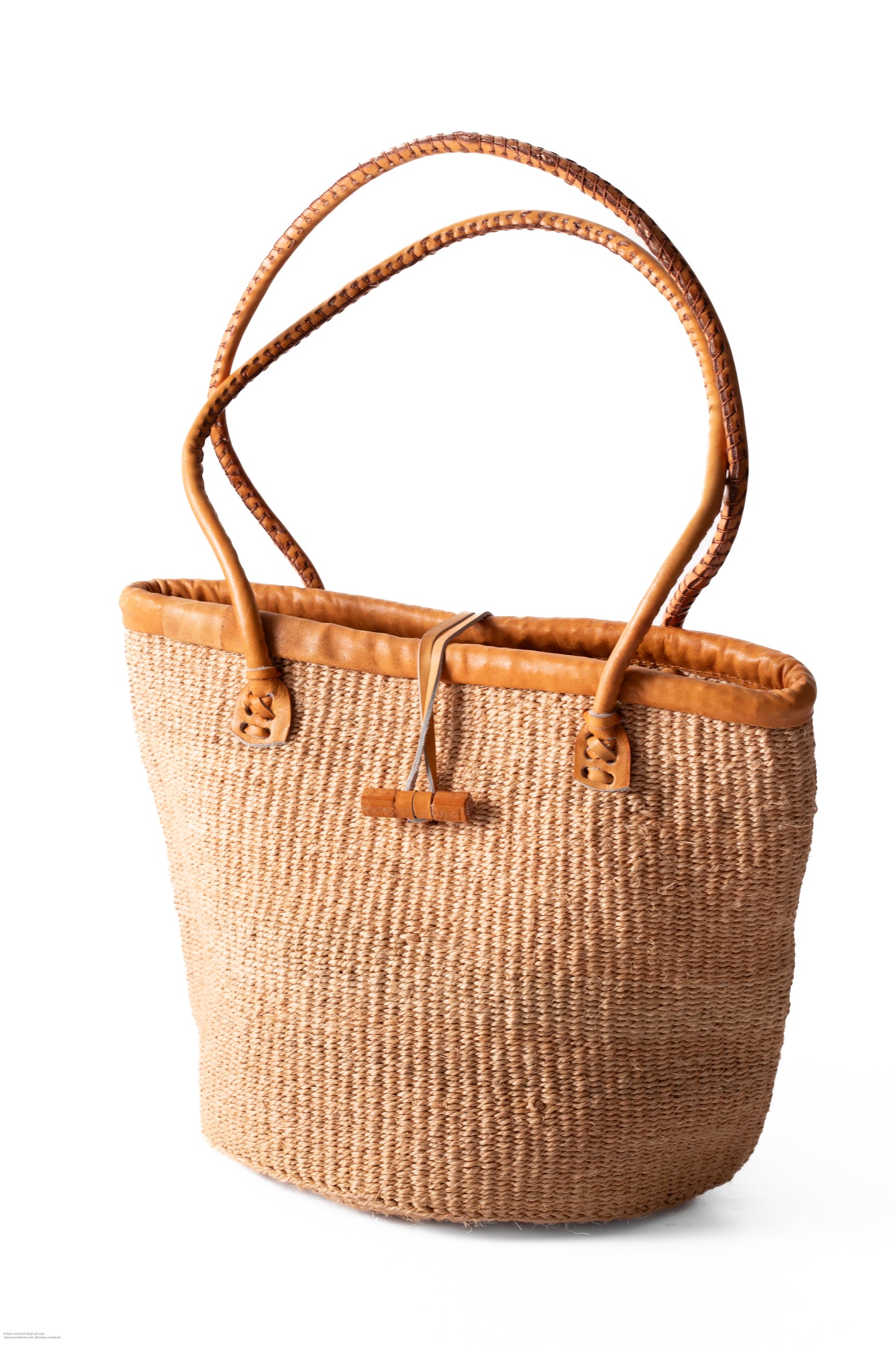 Väska 25 cm sand SISAL läder